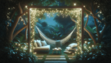 Design A Cozy Outdoor Reading Nook With A Hammock And Fairy Lights.